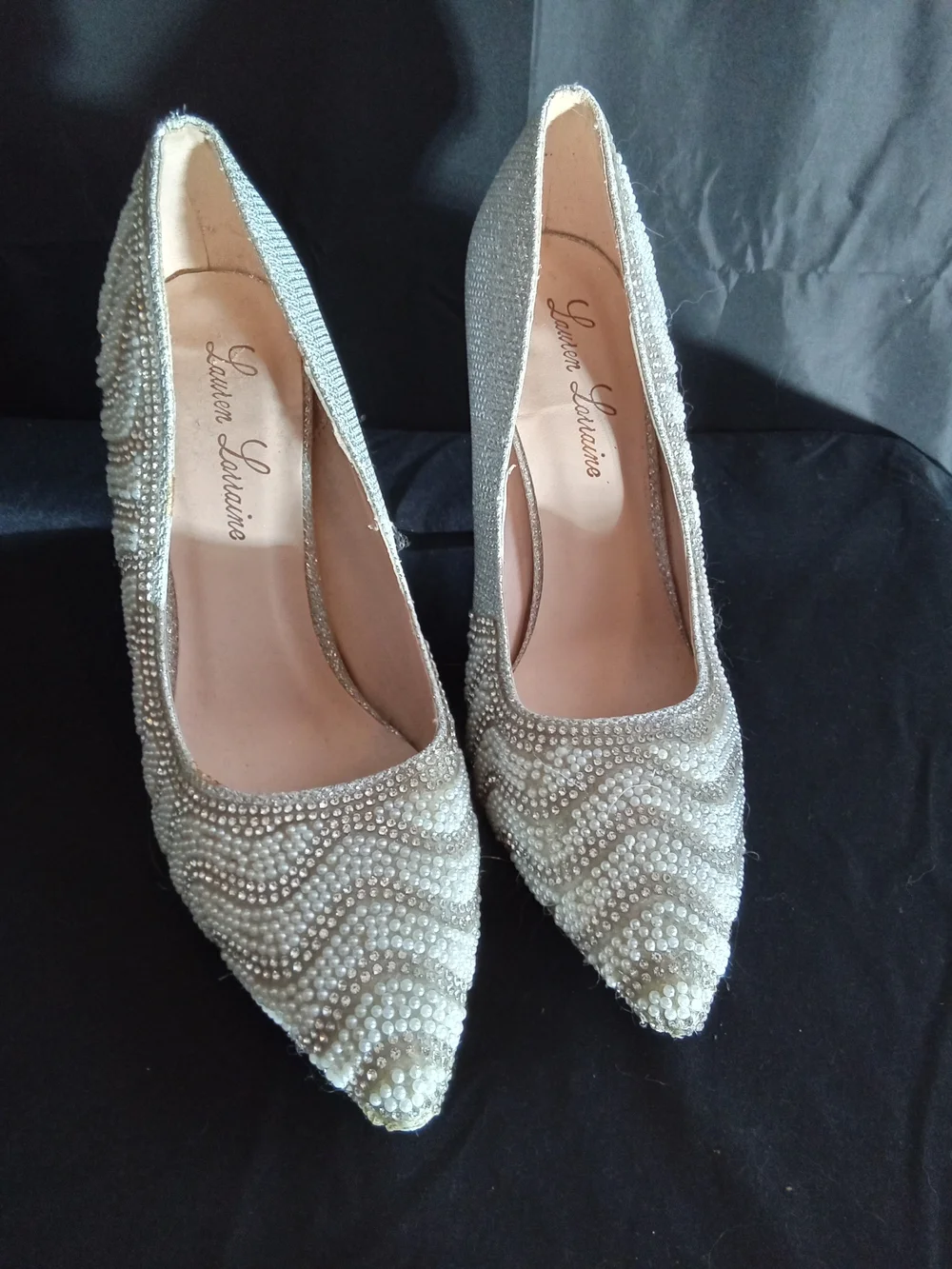 Lauren Lorraine Silve /pearl Beaded Pointed-Toe Pumps